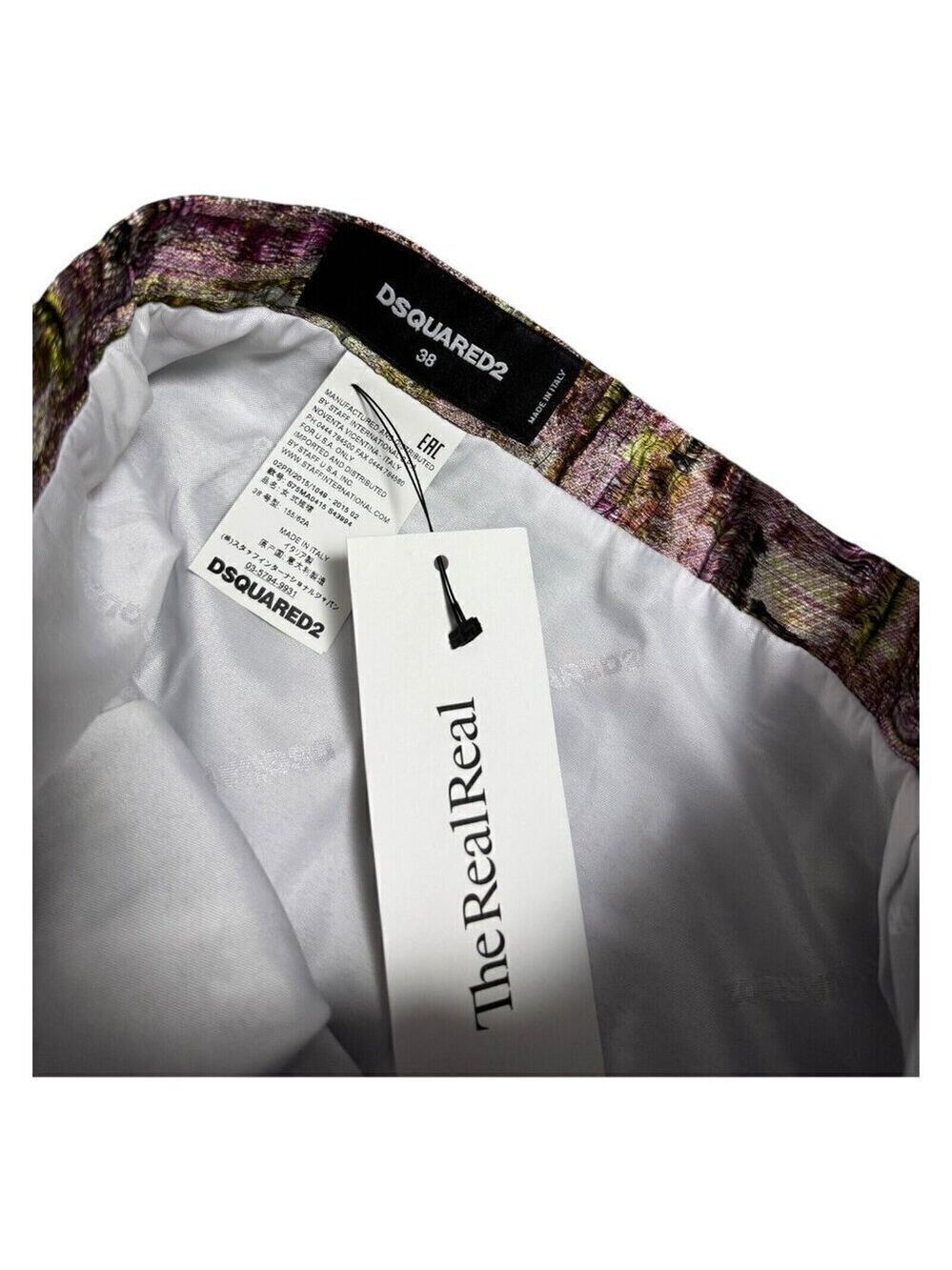 DSQUARED 2 Mini Skirt (NWT) Luxury Designer SILK BLEND Printed Women Size 2 (XS) - Picture 4 of 6